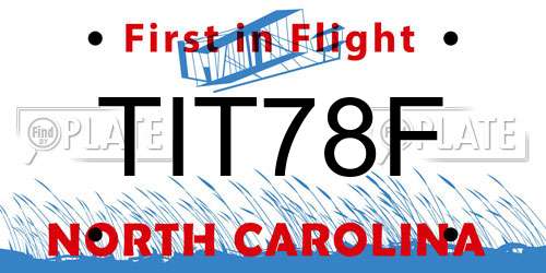 TIT78F North Carolina License Plate
