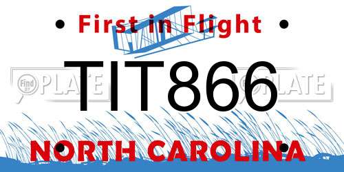 TIT866 North Carolina License Plate