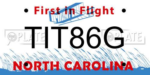 TIT86G North Carolina License Plate