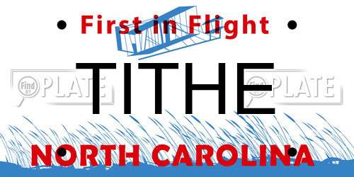 TITHE North Carolina License Plate