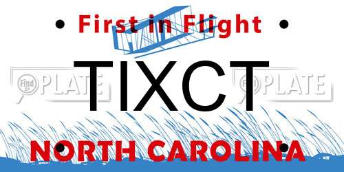 TIXCT North Carolina License Plate