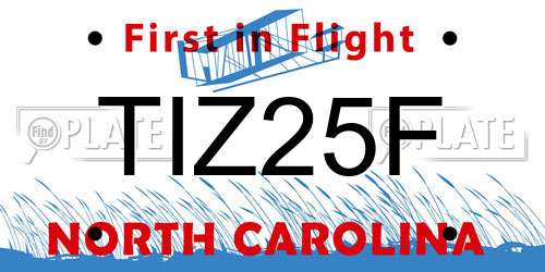 TIZ25F North Carolina License Plate