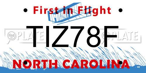 TIZ78F North Carolina License Plate