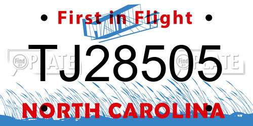 TJ28505 North Carolina License Plate