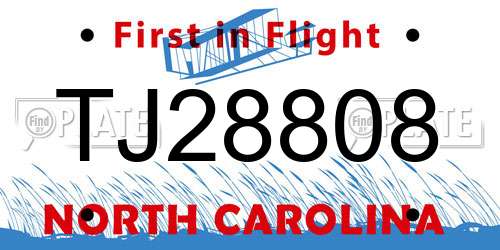 TJ28808 North Carolina License Plate
