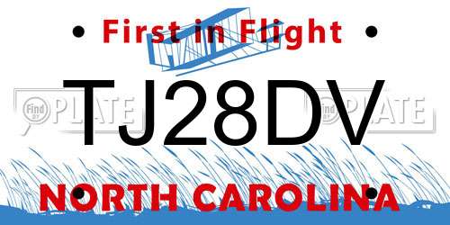 TJ28DV North Carolina License Plate