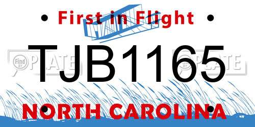 TJB1165 North Carolina License Plate