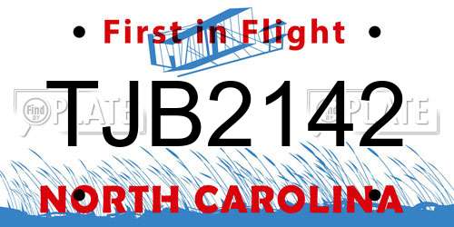TJB2142 North Carolina License Plate