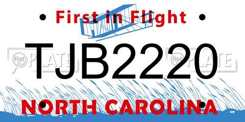 TJB2220 North Carolina License Plate