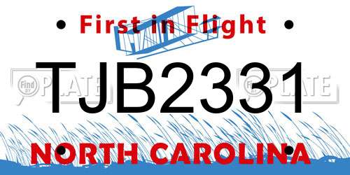 TJB2331 North Carolina License Plate