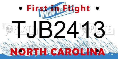 TJB2413 North Carolina License Plate