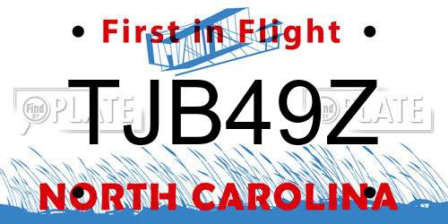 TJB49Z North Carolina License Plate