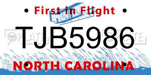 TJB5986 North Carolina License Plate