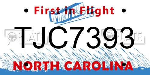 TJC7393 North Carolina License Plate