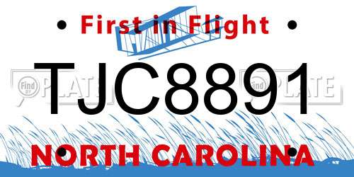 TJC8891 North Carolina License Plate