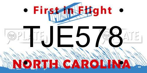 TJE578 North Carolina License Plate
