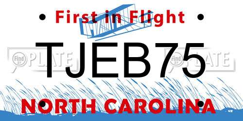 TJEB75 North Carolina License Plate