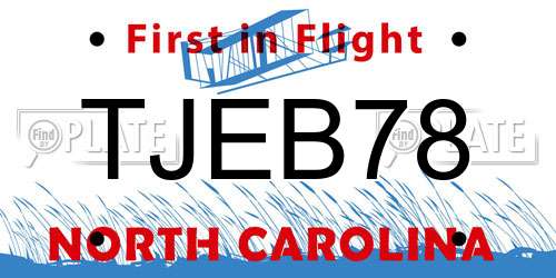 TJEB78 North Carolina License Plate