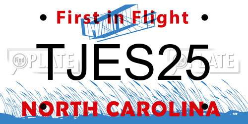 TJES25 North Carolina License Plate