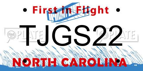 TJGS22 North Carolina License Plate