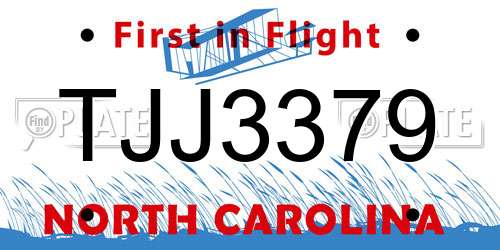TJJ3379 North Carolina License Plate