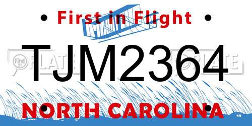 TJM2364 North Carolina License Plate