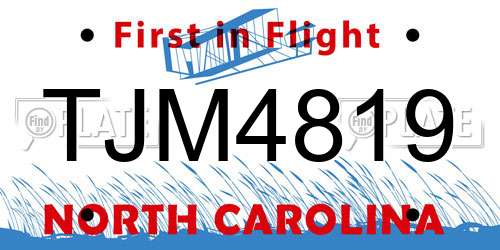 TJM4819 North Carolina License Plate