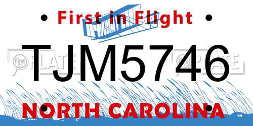 TJM5746 North Carolina License Plate