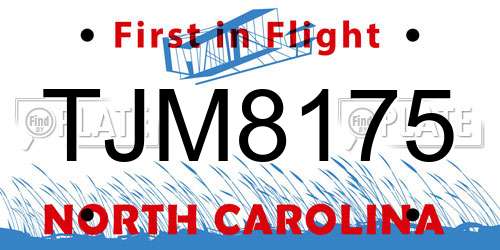 TJM8175 North Carolina License Plate
