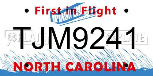 TJM9241 North Carolina License Plate