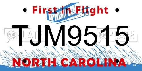 TJM9515 North Carolina License Plate