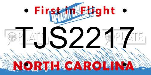 TJS2217 North Carolina License Plate