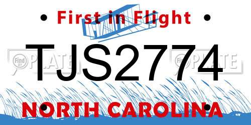 TJS2774 North Carolina License Plate