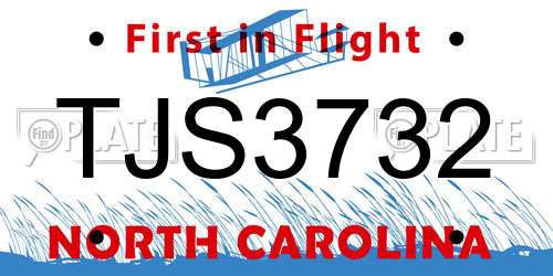TJS3732 North Carolina License Plate