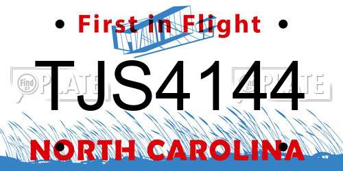 TJS4144 North Carolina License Plate