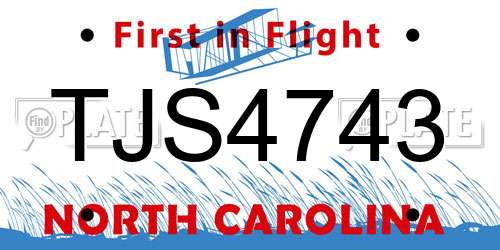 TJS4743 North Carolina License Plate