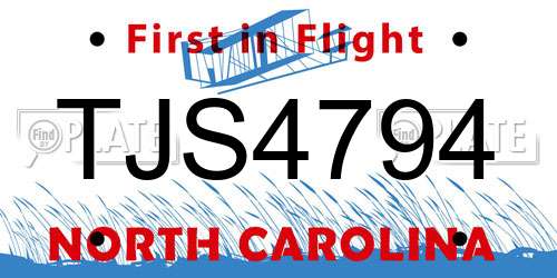 TJS4794 North Carolina License Plate