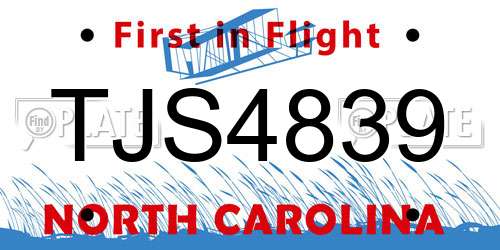 TJS4839 North Carolina License Plate