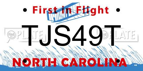 TJS49T North Carolina License Plate