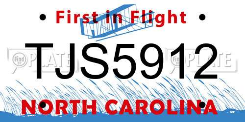 TJS5912 North Carolina License Plate