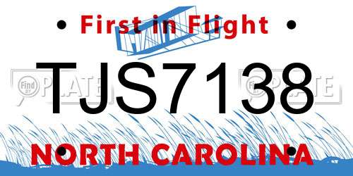 TJS7138 North Carolina License Plate