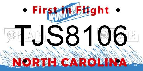 TJS8106 North Carolina License Plate