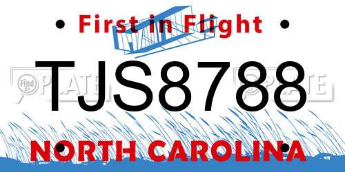 TJS8788 North Carolina License Plate