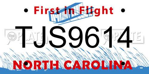 TJS9614 North Carolina License Plate