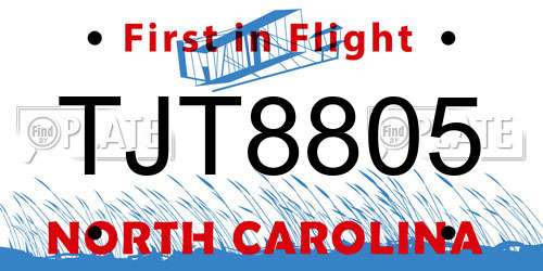 TJT8805 North Carolina License Plate