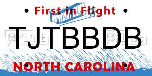 TJTBBDB North Carolina License Plate