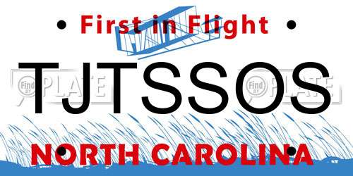 TJTSSOS North Carolina License Plate
