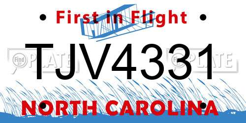 TJV4331 North Carolina License Plate
