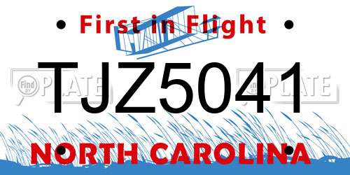 TJZ5041 North Carolina License Plate