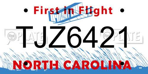 TJZ6421 North Carolina License Plate